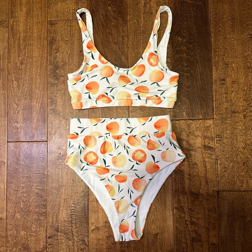 Current Tyed Peach Print Women’s Two Piece Bikini Swimsuit Size Extra Small XS